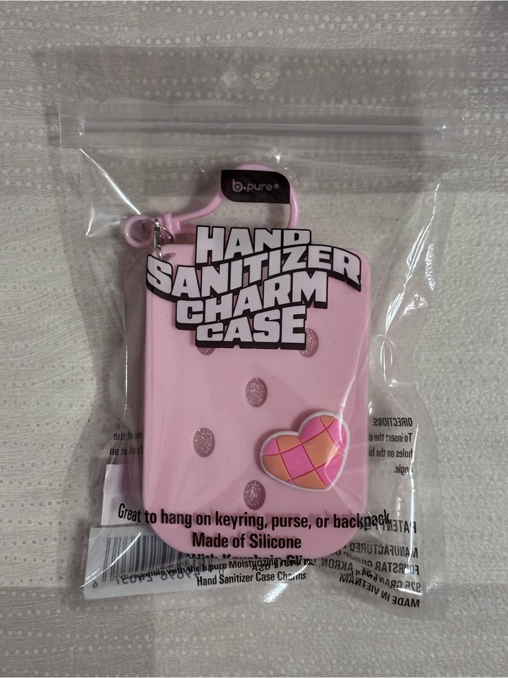 B.Pure Pink Hand Sanitizer Charm Case and with Heart